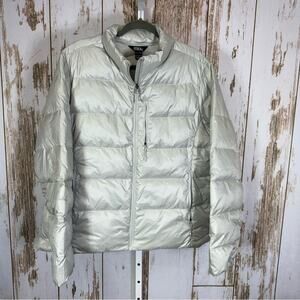 Eddie Bauer Silver Puffer Jacket, Down 650 Fill. Size XXL. Excellent condition!